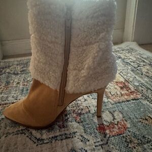 Thalia Sodi Tan and Cream Heeled Boots